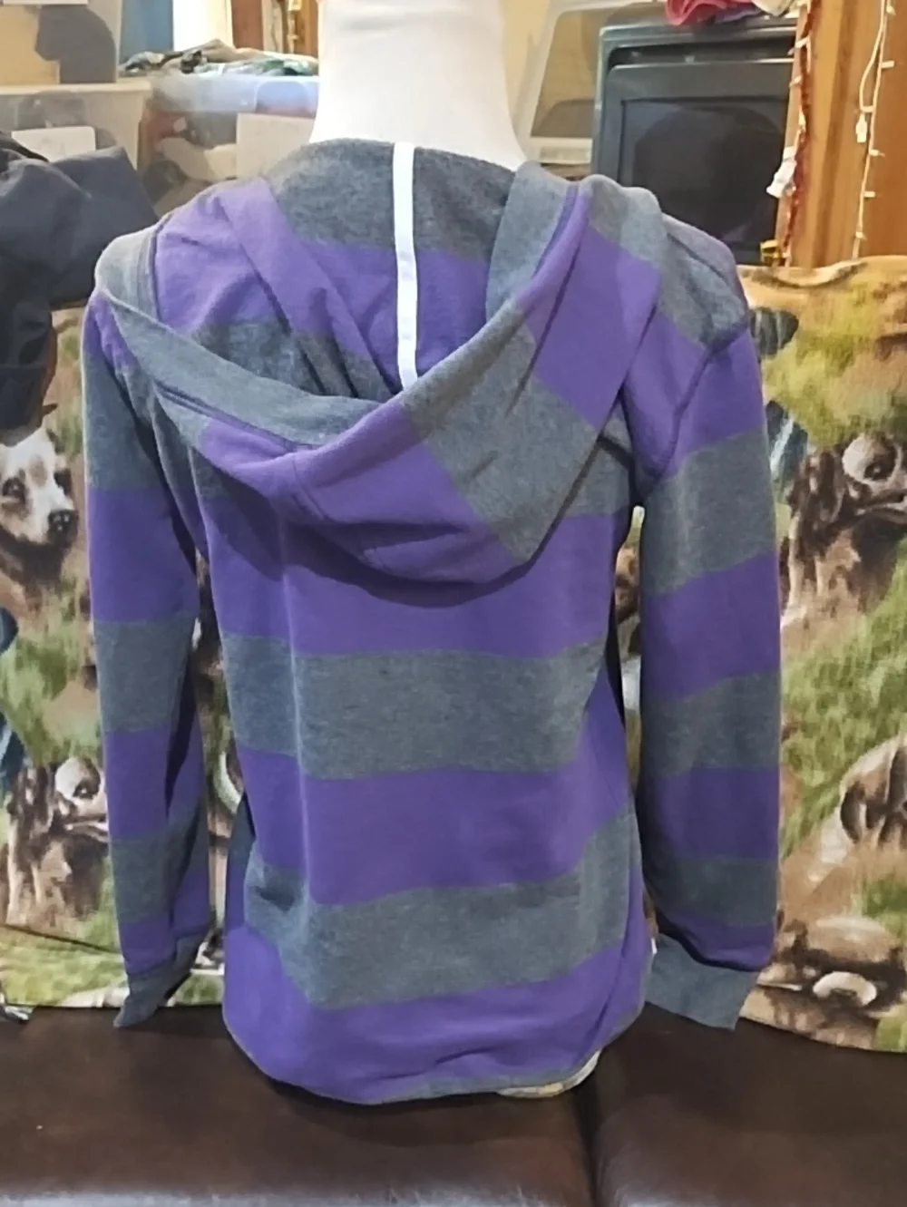 Ralph Lauren Striped Hooded Top in Purple and Gray